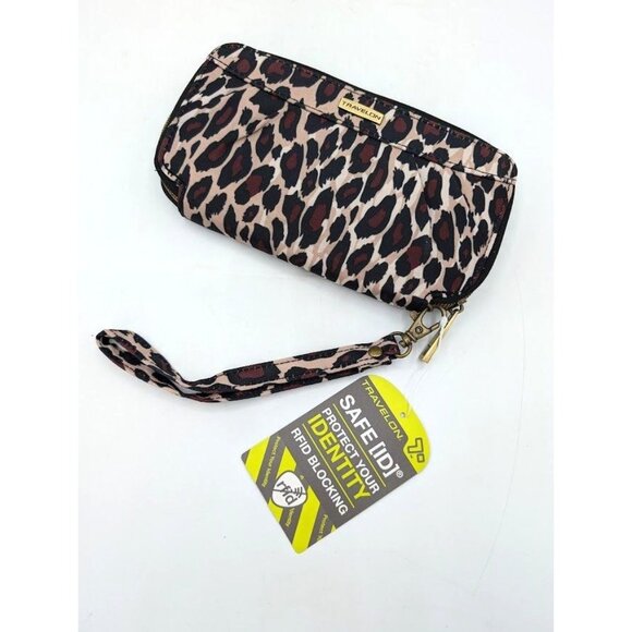 Travelon Wallet Wristlat Safe ID RFID Blocking Animal Print Clutch Checkbook NEW - Picture 1 of 7